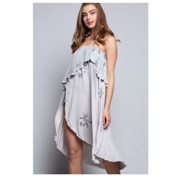 HAND-DIP Tunic w/ Asymmetrical Hem & Dye - Picture 3 of 15